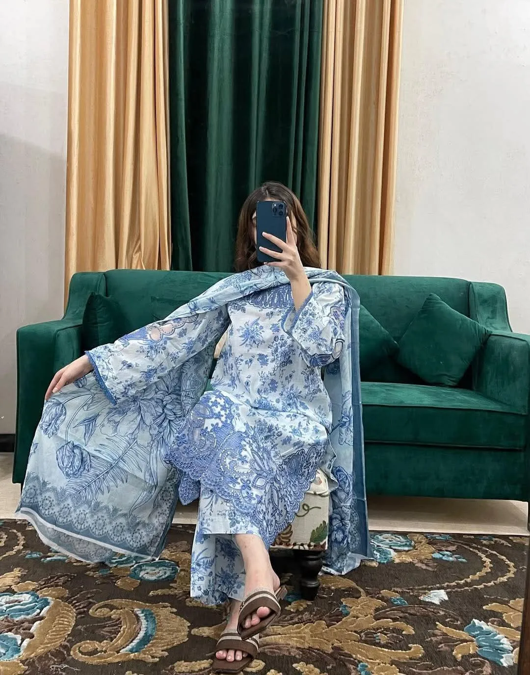 Cotton Embroidery Three Piece