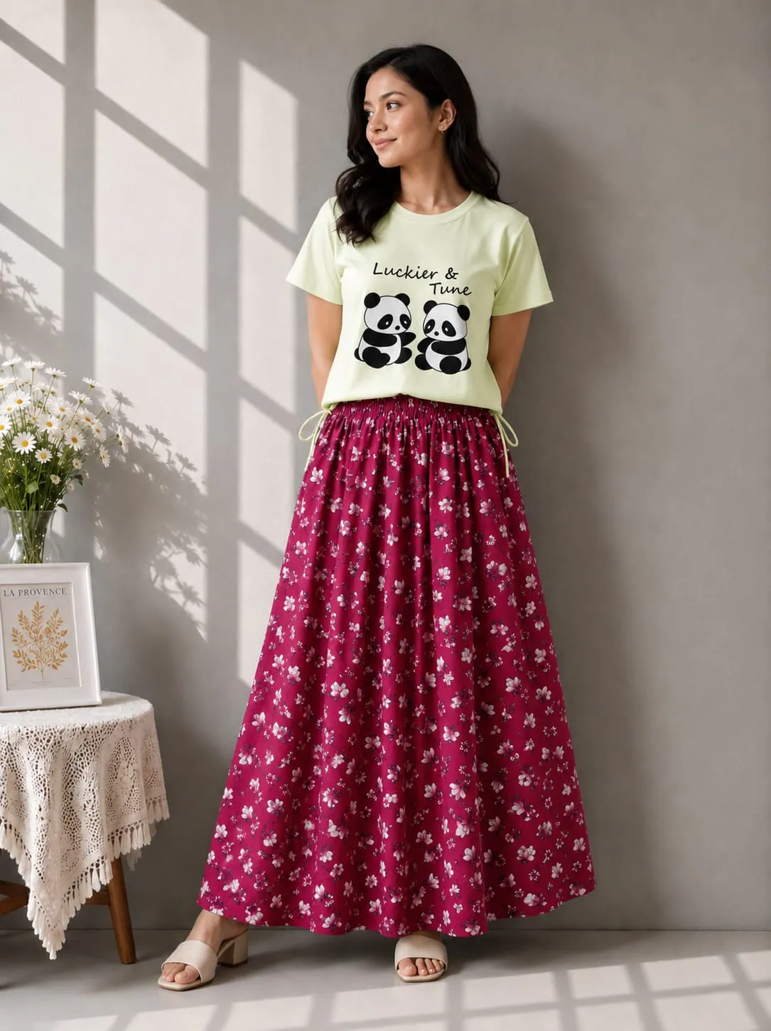 Linen Skirt and Tshirt Set