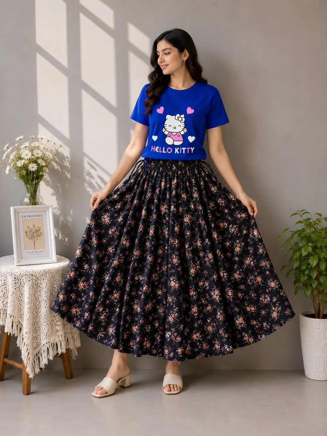 Linen Skirt and Tshirt Set
