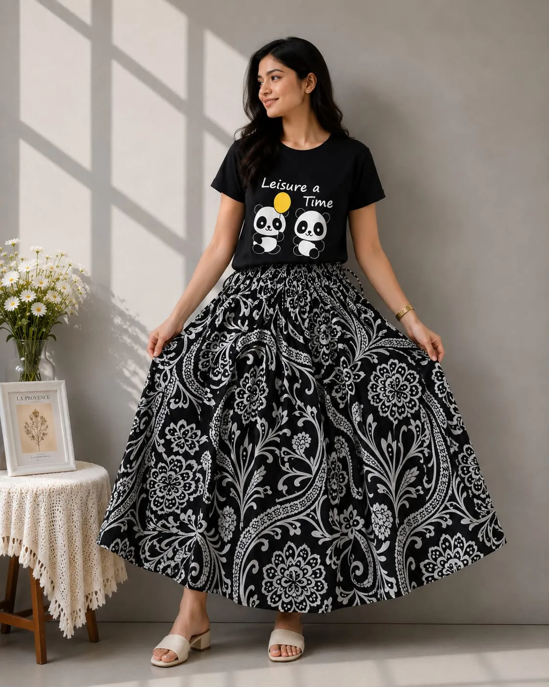 Linen Skirt and Tshirt Set