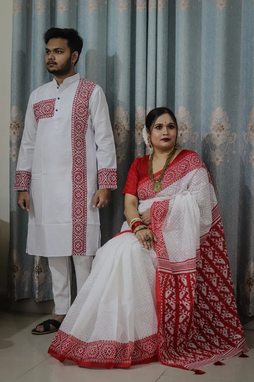Sharee Panjabi Couple with Blouse Piece