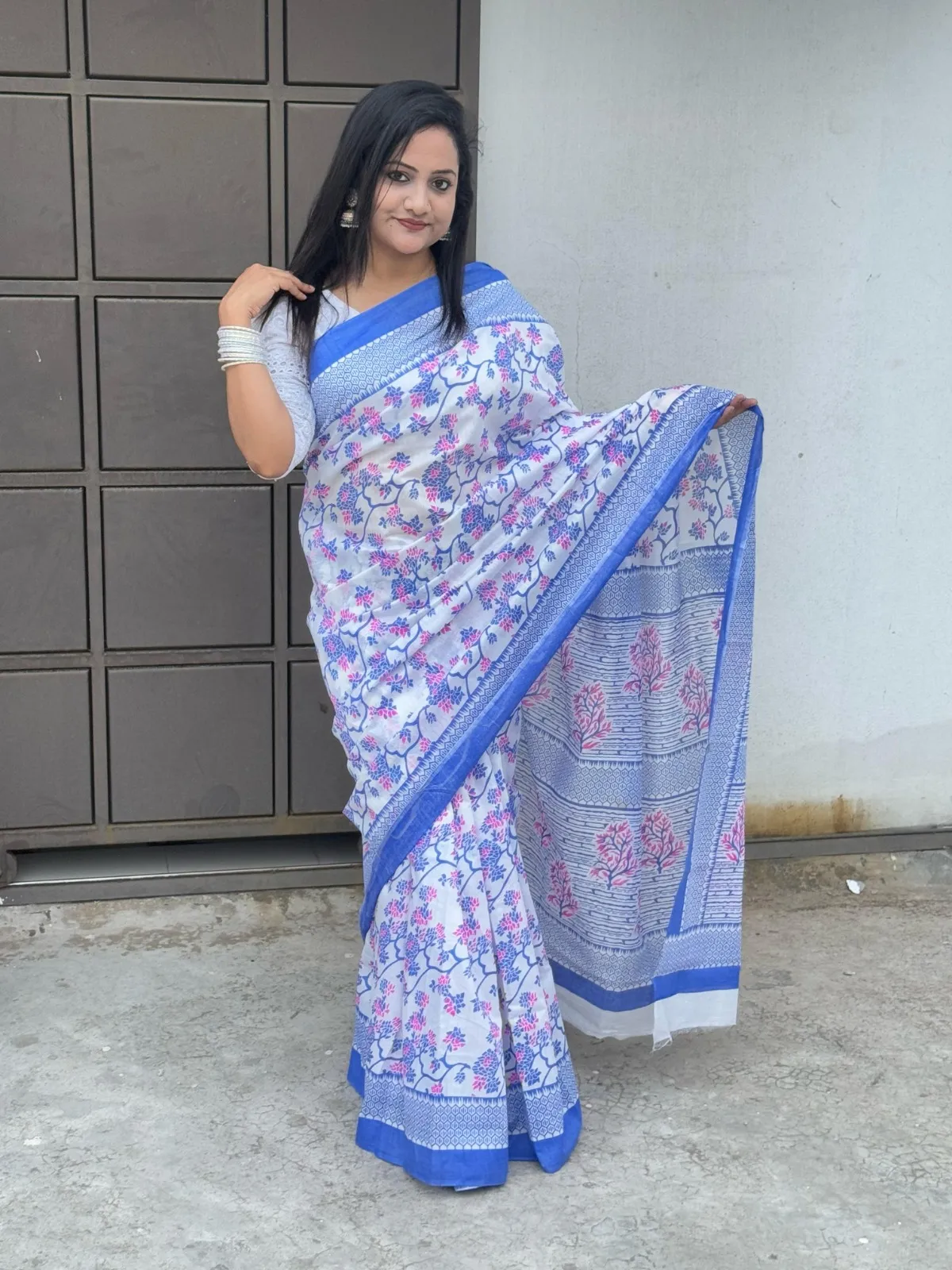 Half Silk Skin Print Sharee