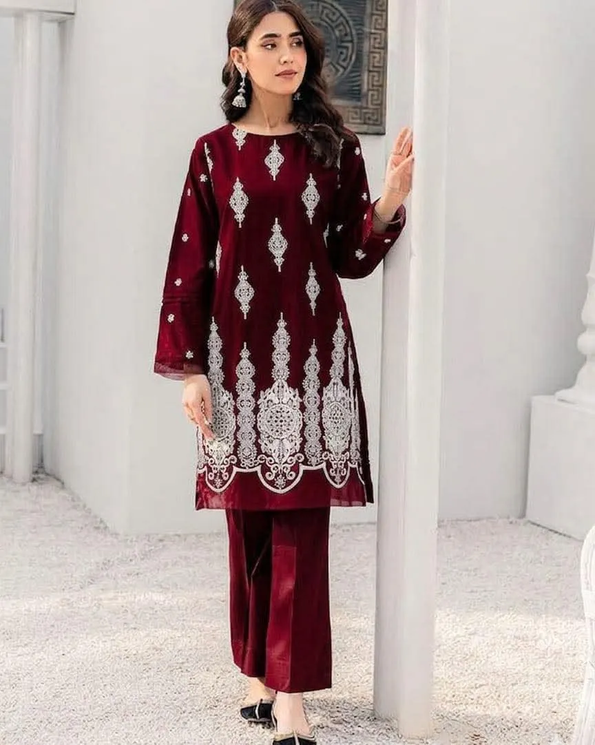 Linen Embroidery Two Piece
