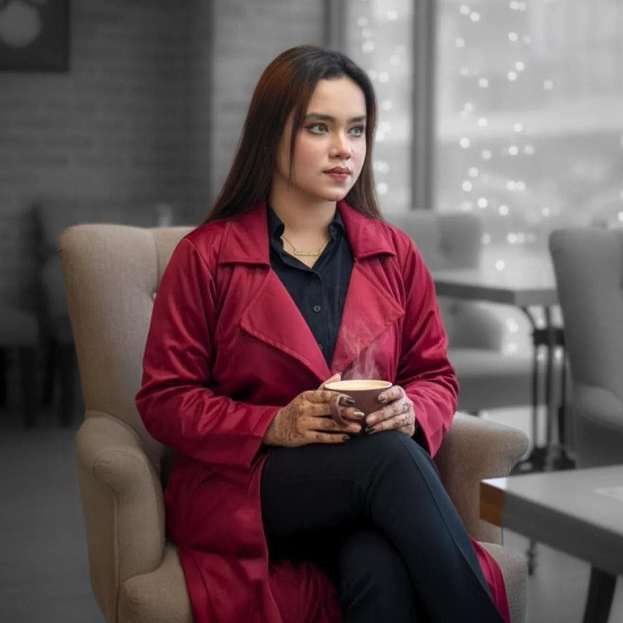 Stylish Ladies Overcoat ( Button System)